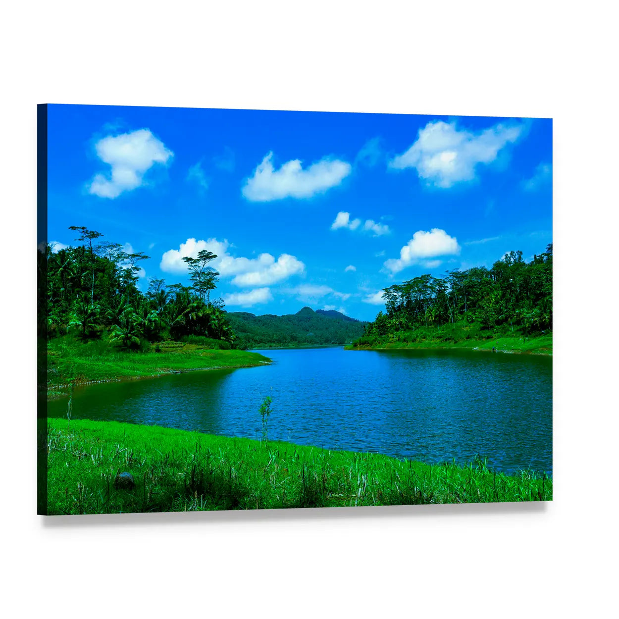 Summer Lake in Indonesia Canvas Wall Art, single panel gallery wrapped canvas, angled product view