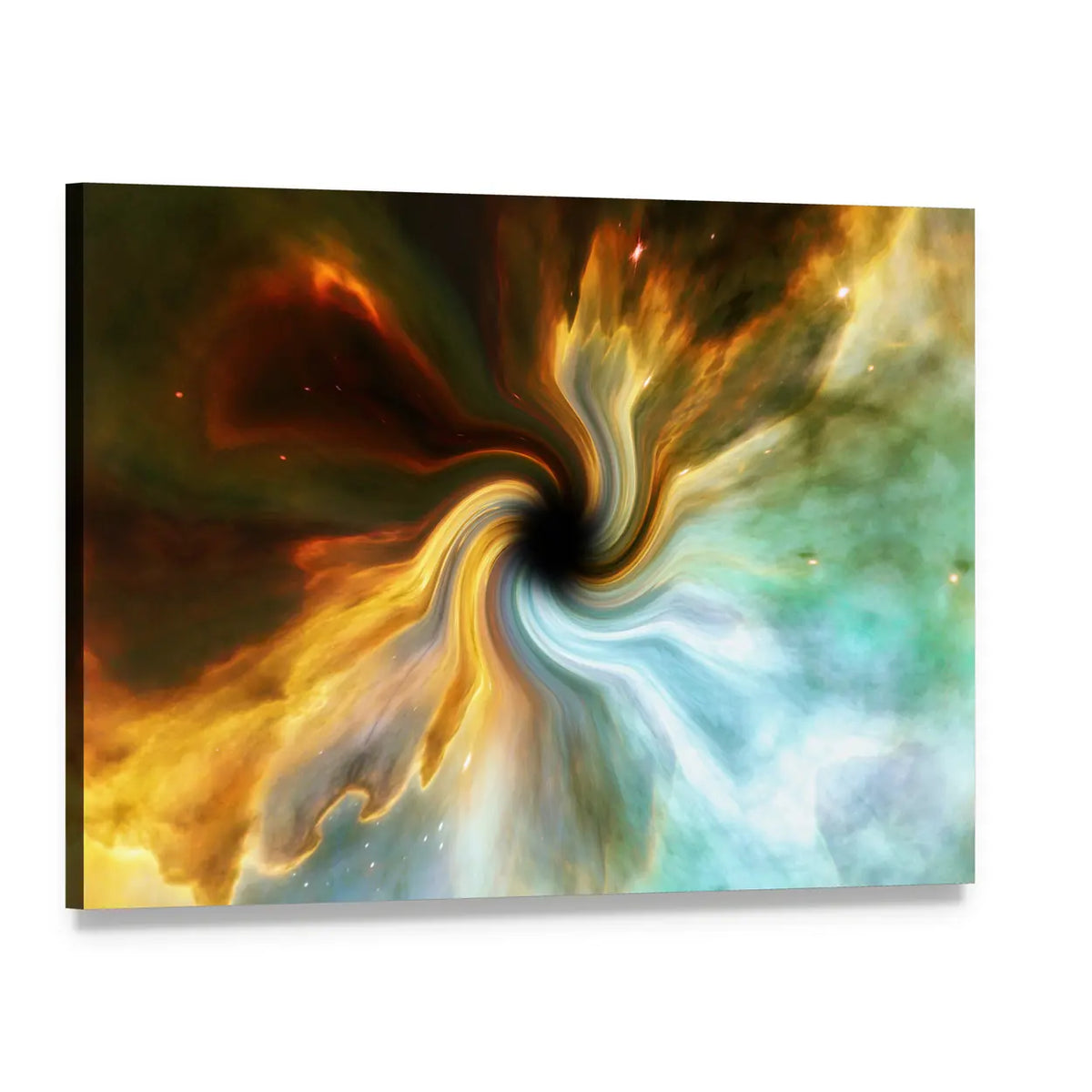 Swirling Nebula Around Black Hole Canvas Wall Art, single panel gallery wrapped canvas, angled product view