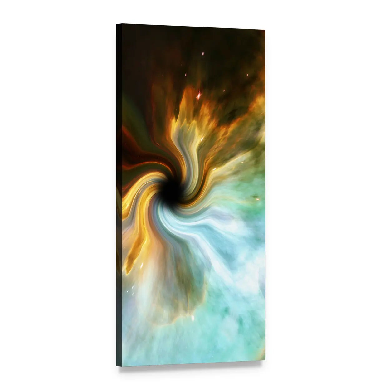 Cosmic Black Hole Vortex Vertical Canvas Wall Art, 1 panel 1 Vertical layout gallery wrapped canvas set, angled product view