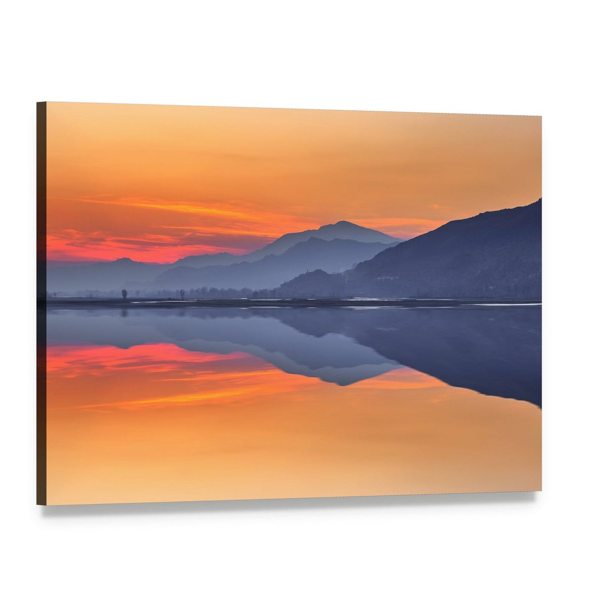 Sunset Reflection on River Swat Canvas Wall Art, single panel gallery wrapped canvas, angled product view