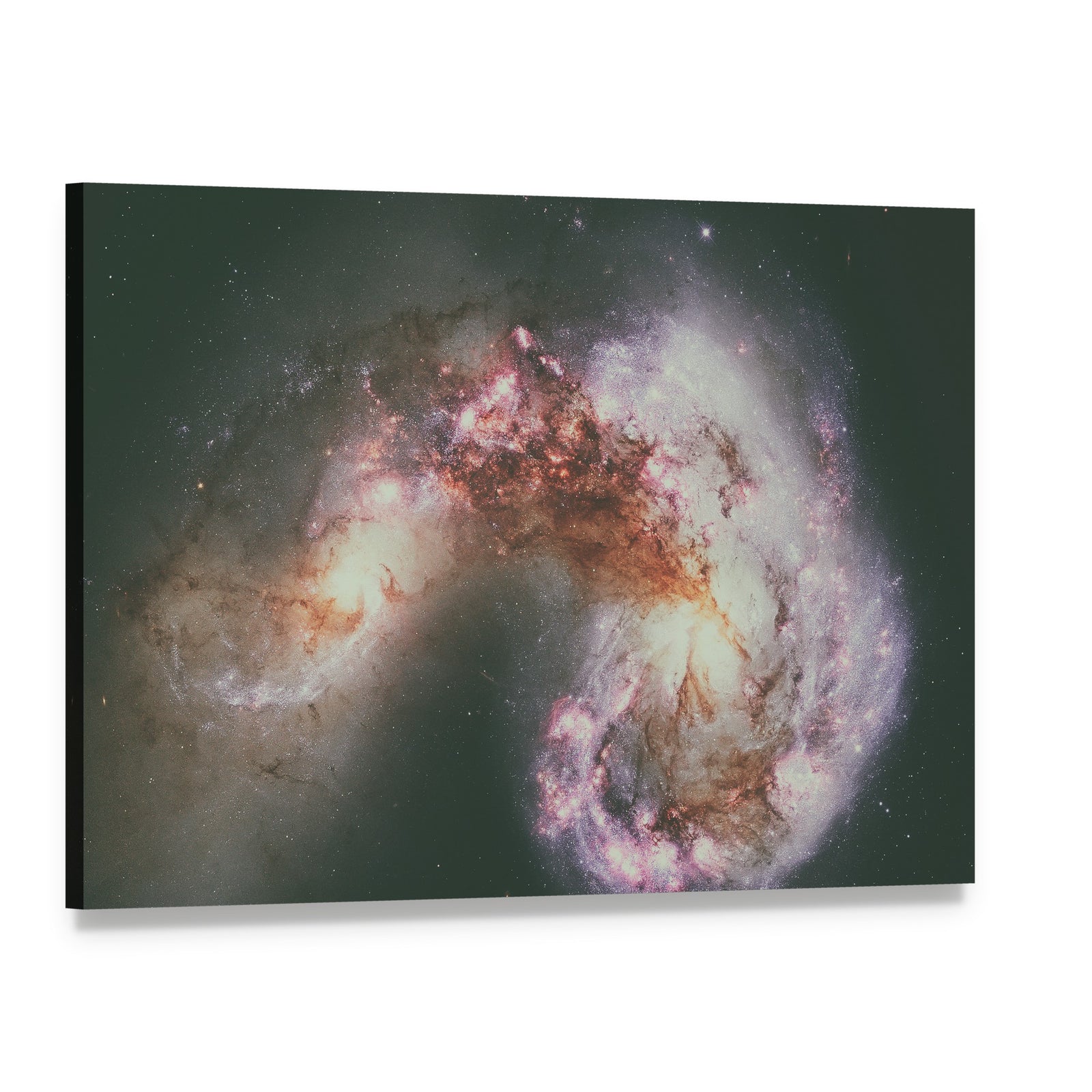 The Antennae Galaxies Canvas Wall Art, single panel gallery wrapped canvas, angled product view
