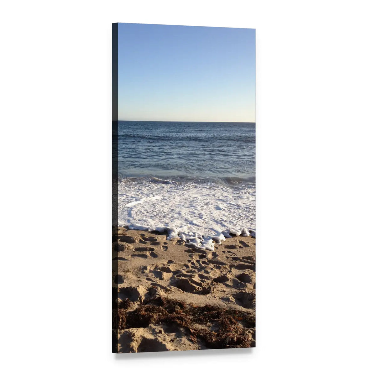Ocean Beach in Summer Vertical Canvas Wall Art, 1 panel 1 Vertical layout gallery wrapped canvas set, angled product view
