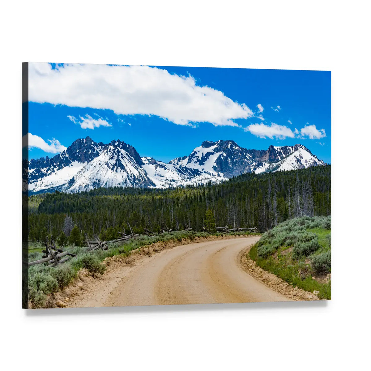 Sawtooth Scenic Byway in Idaho Canvas Wall Art, single panel gallery wrapped canvas, angled product view