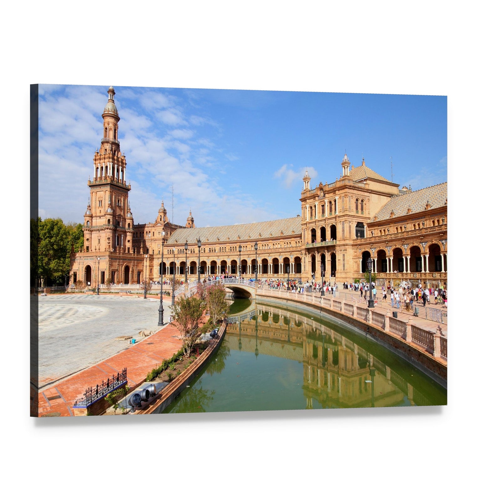 Plaza De España, Seville Architecture Canvas Wall Art, single panel gallery wrapped canvas, angled product view