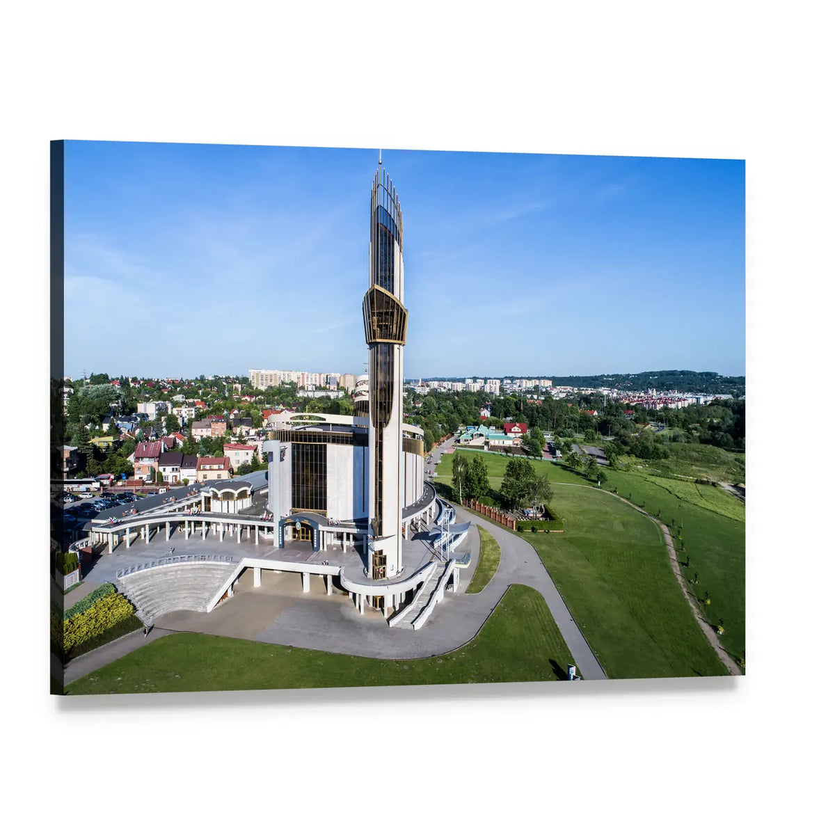 Sanctuary of Divine Mercy Canvas Wall Art, single panel gallery wrapped canvas, angled product view