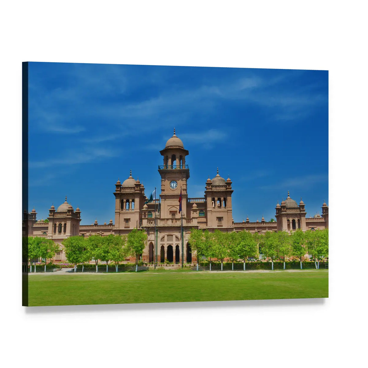 Peshawar University Clock Tower Facade Canvas Wall Art, single panel gallery wrapped canvas, angled product view