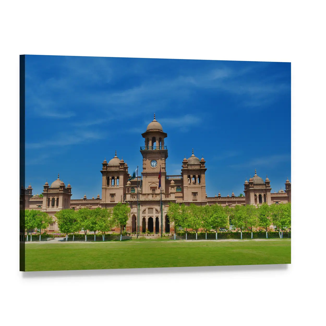 Peshawar University Clock Tower Facade Canvas Wall Art, single panel gallery wrapped canvas, angled product view