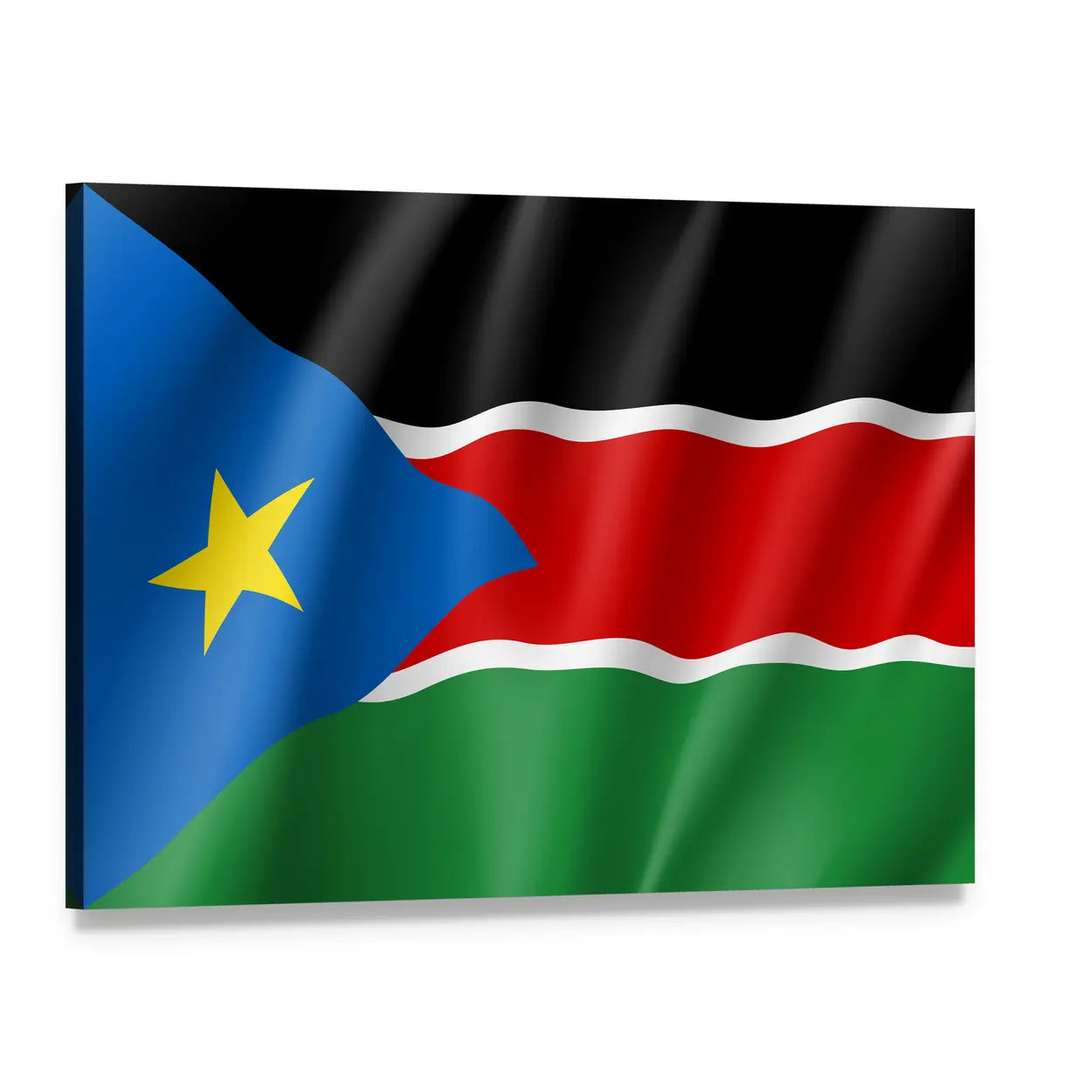 South Sudan Flag Canvas Wall Art, single panel gallery wrapped canvas, angled product view