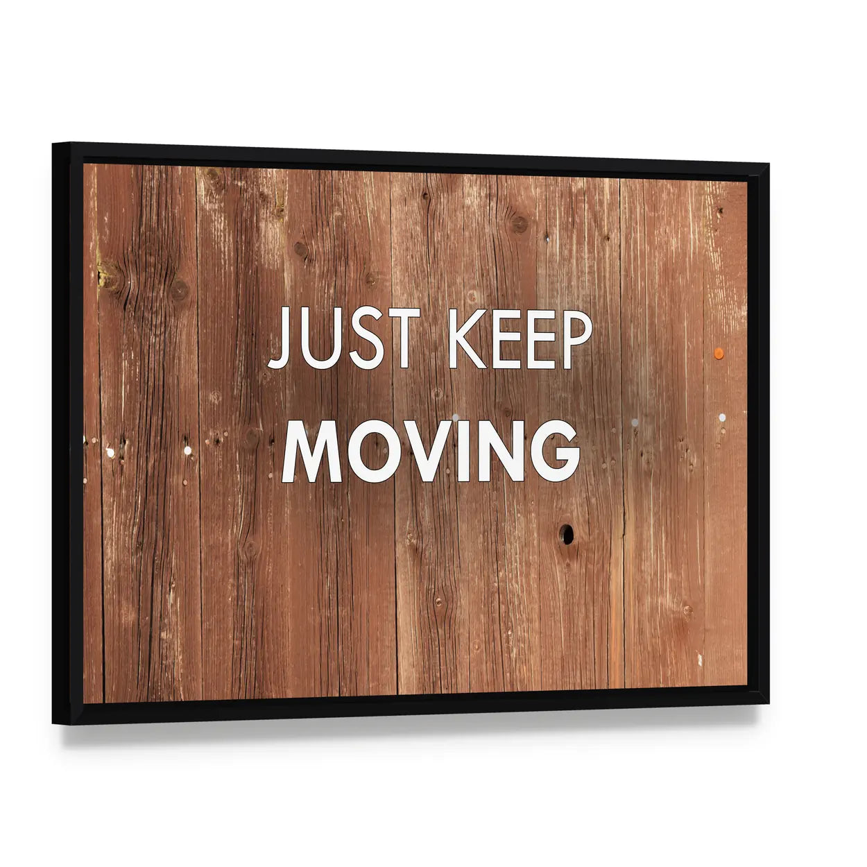 Better Workout Quote on Weathered Wood Canvas Wall Art, framed canvas in a black floater frame, angled product view