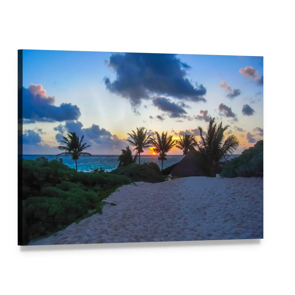 God of Winds Temple at Sunset Canvas Wall Art, single panel gallery wrapped canvas, angled product view