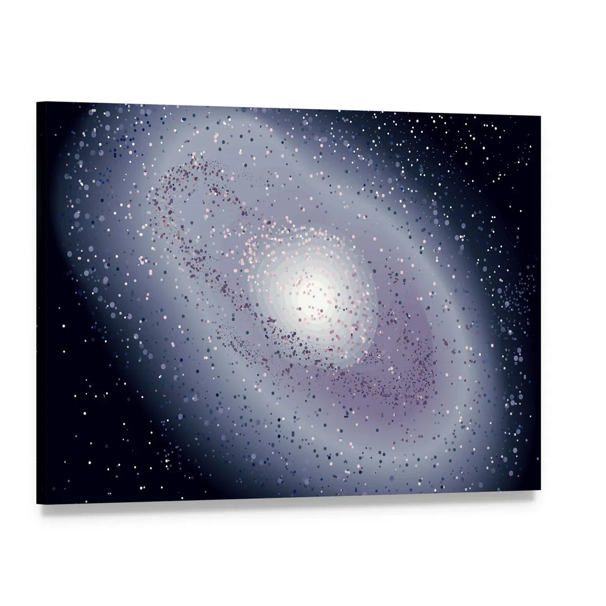 Spiral Galaxy Illustration Canvas Wall Art, single panel gallery wrapped canvas, angled product view