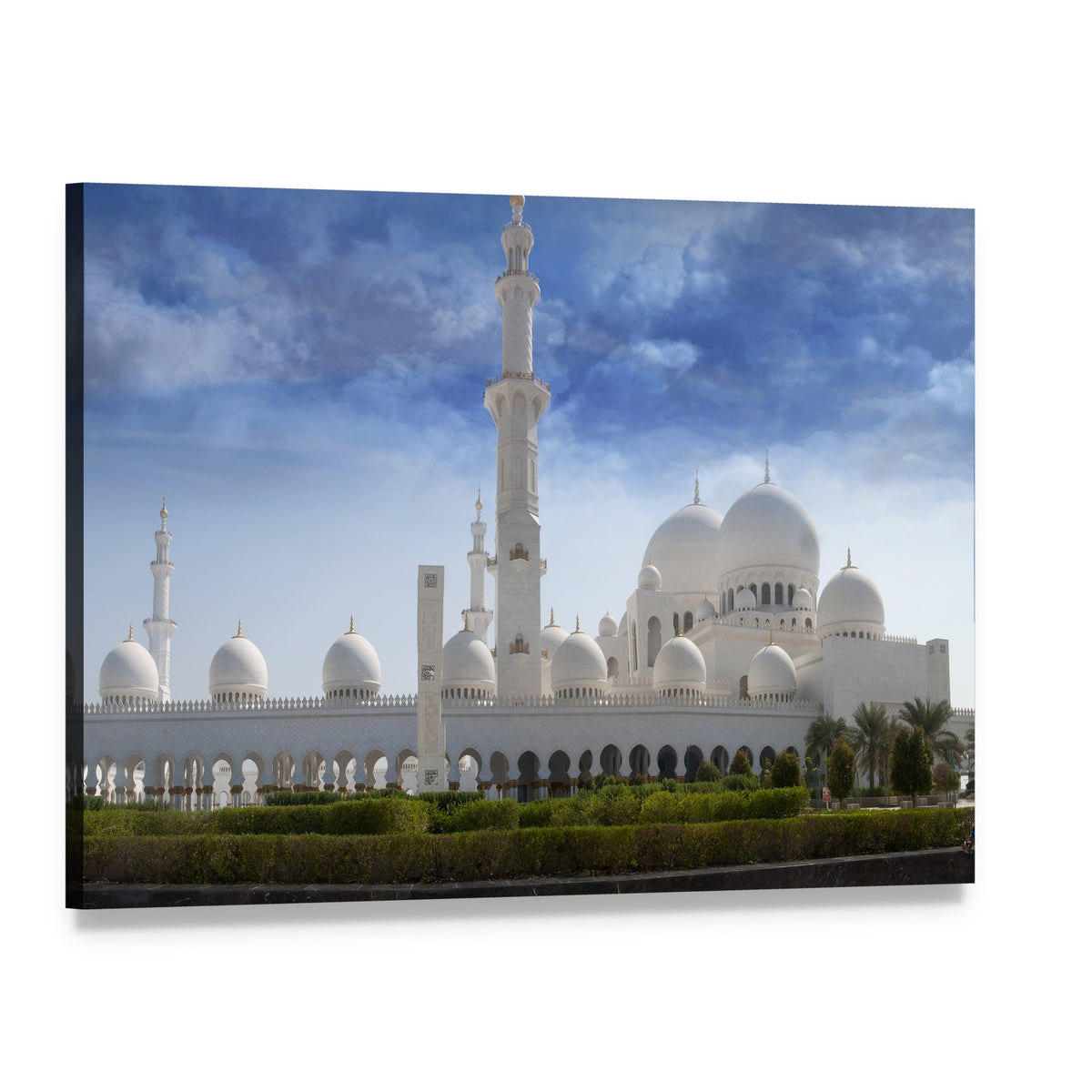 Sheikh Zayed Mosque in Daylight Canvas Wall Art, single panel gallery wrapped canvas, angled product view