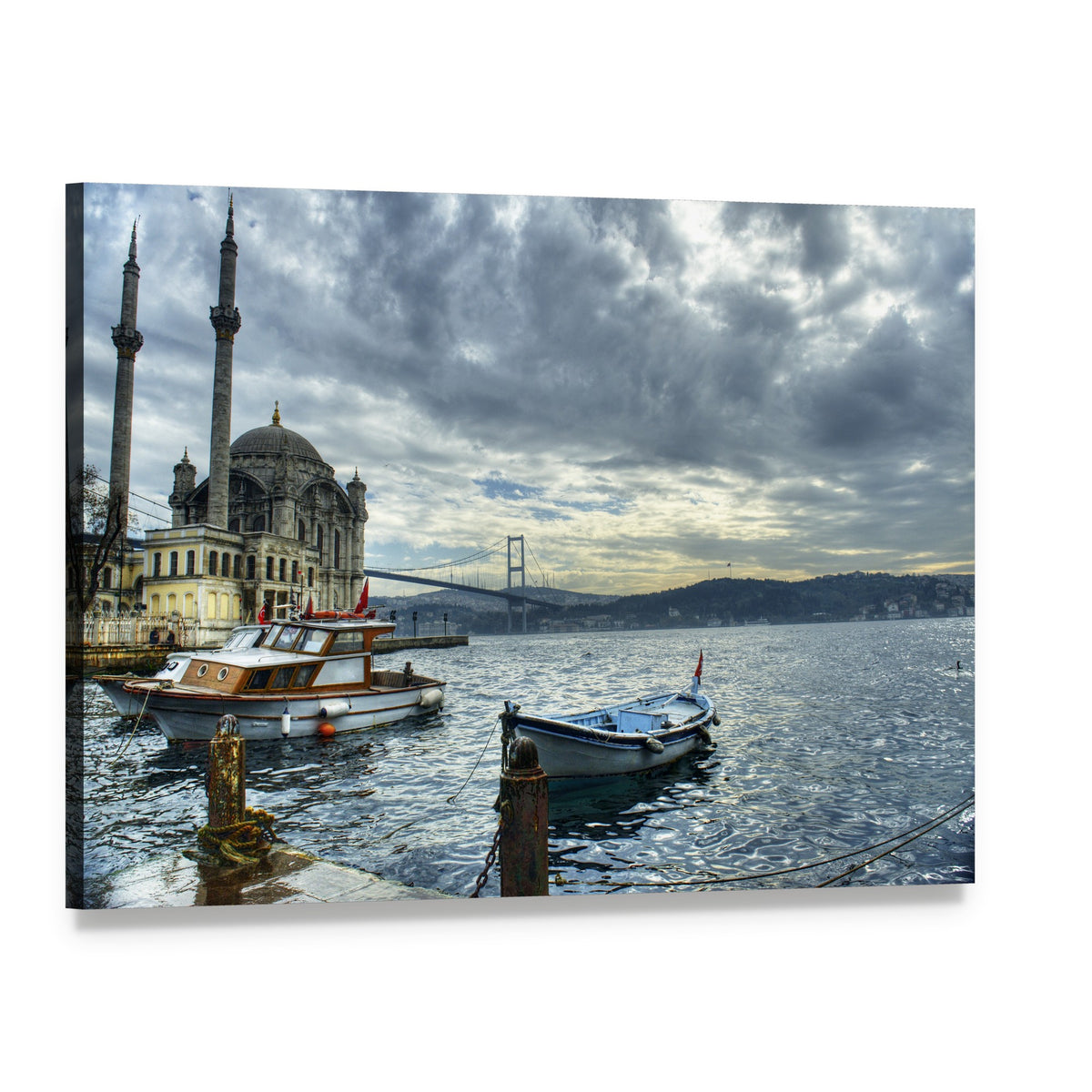 Ortakoy Mosque Istanbul Canvas Wall Art, single panel gallery wrapped canvas, angled product view