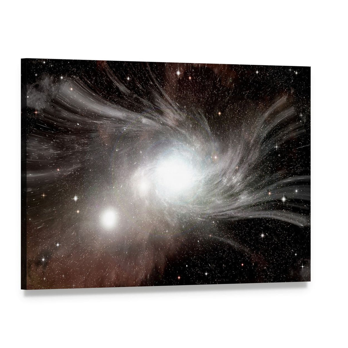 Young Spiral Galaxy with Dwarf Galaxy Canvas Wall Art, single panel gallery wrapped canvas, angled product view