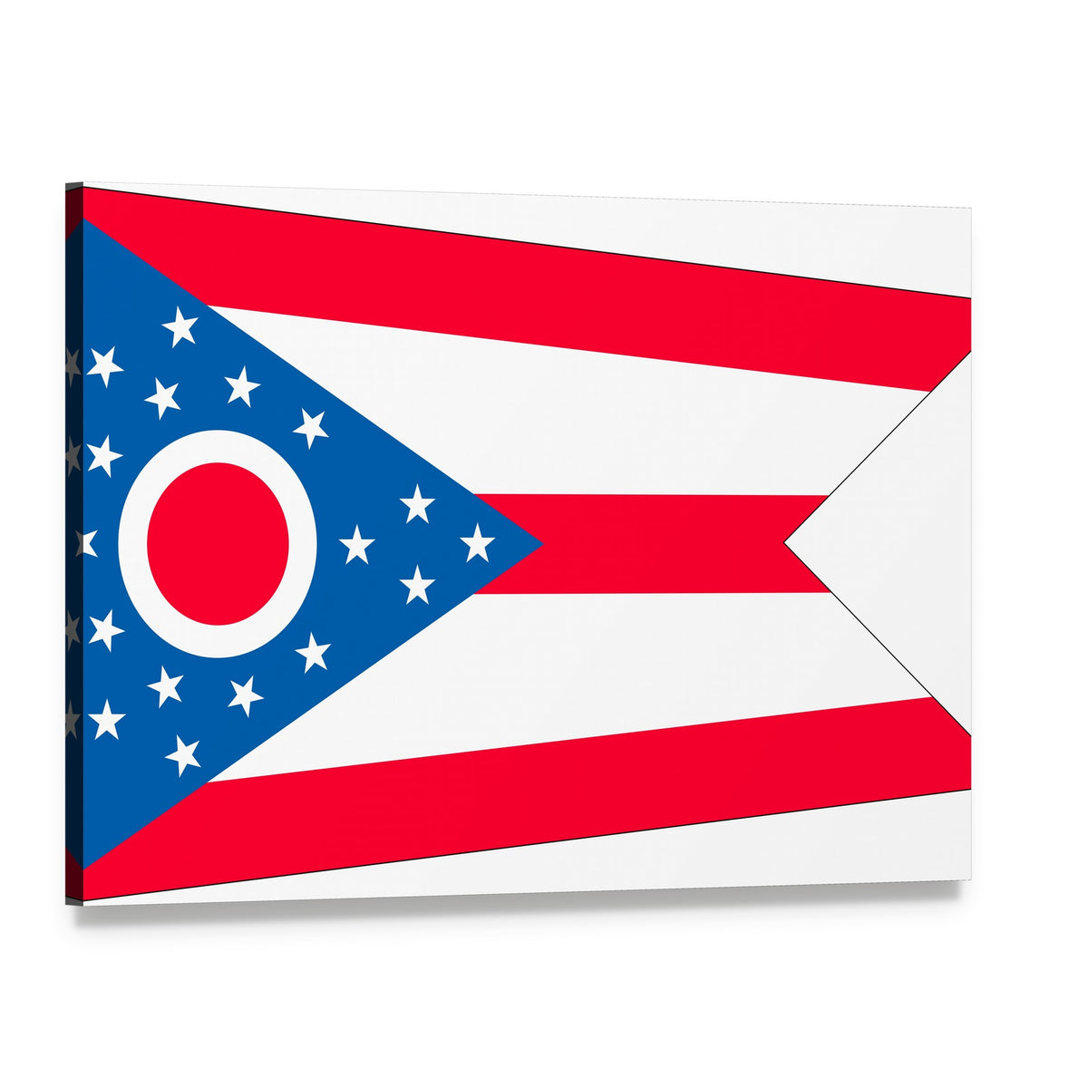 Ohio State Flag Canvas Wall Art, single panel gallery wrapped canvas, angled product view