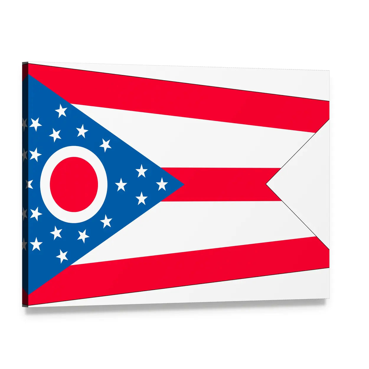 Ohio State Swallowtail Flag Canvas Wall Art, single panel gallery wrapped canvas, angled product view