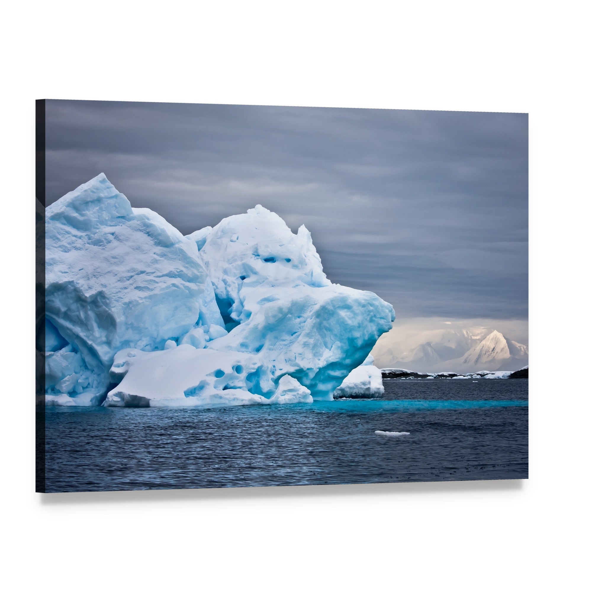 Antarctic Iceberg Under Dark Sky Canvas Wall Art, single panel gallery wrapped canvas, angled product view