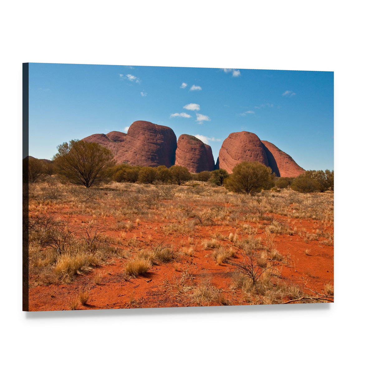 Kata Tjuta Red Desert Rock Domes Canvas Wall Art, single panel gallery wrapped canvas, angled product view