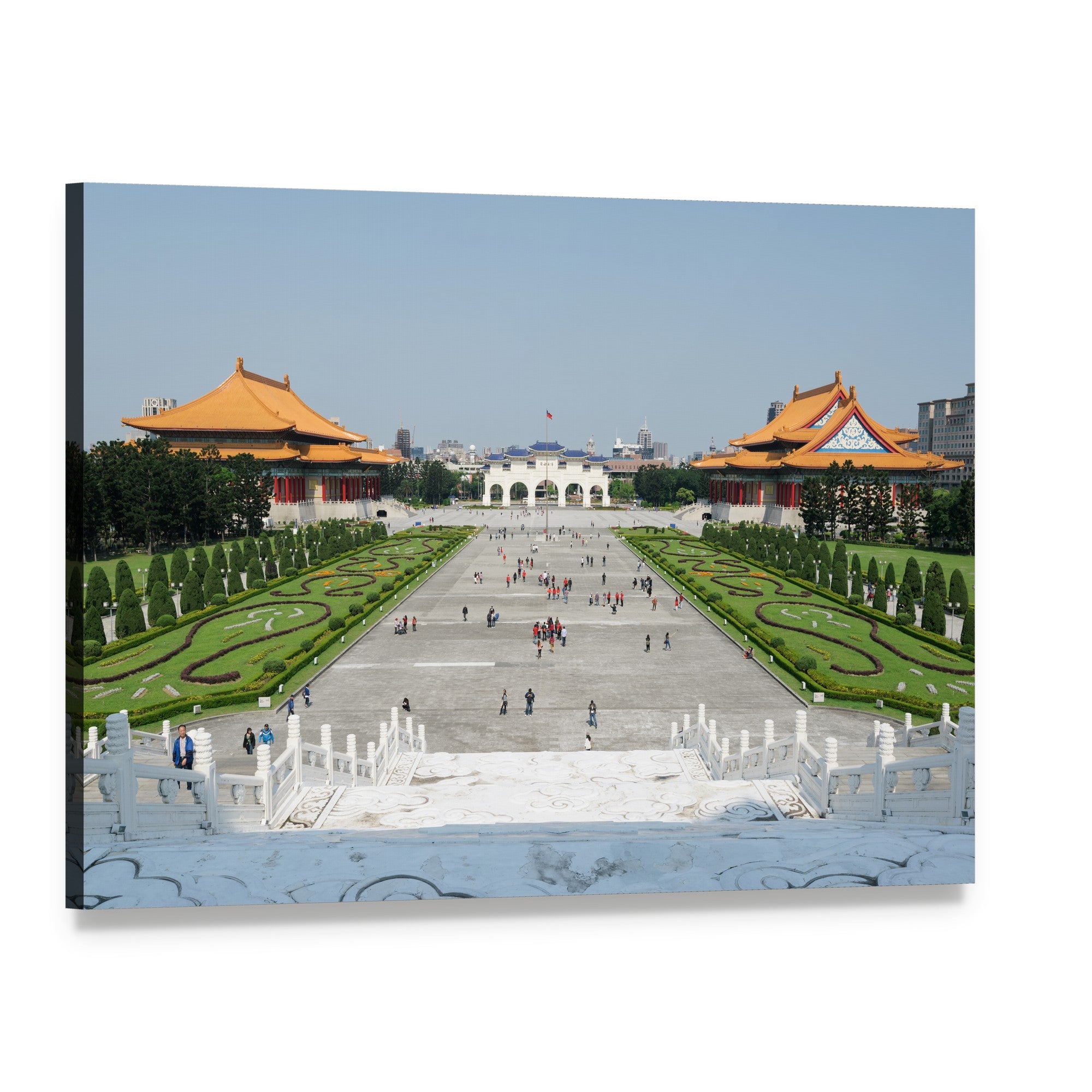 Tourists at Liberty Square Canvas Wall Art, single panel gallery wrapped canvas, angled product view