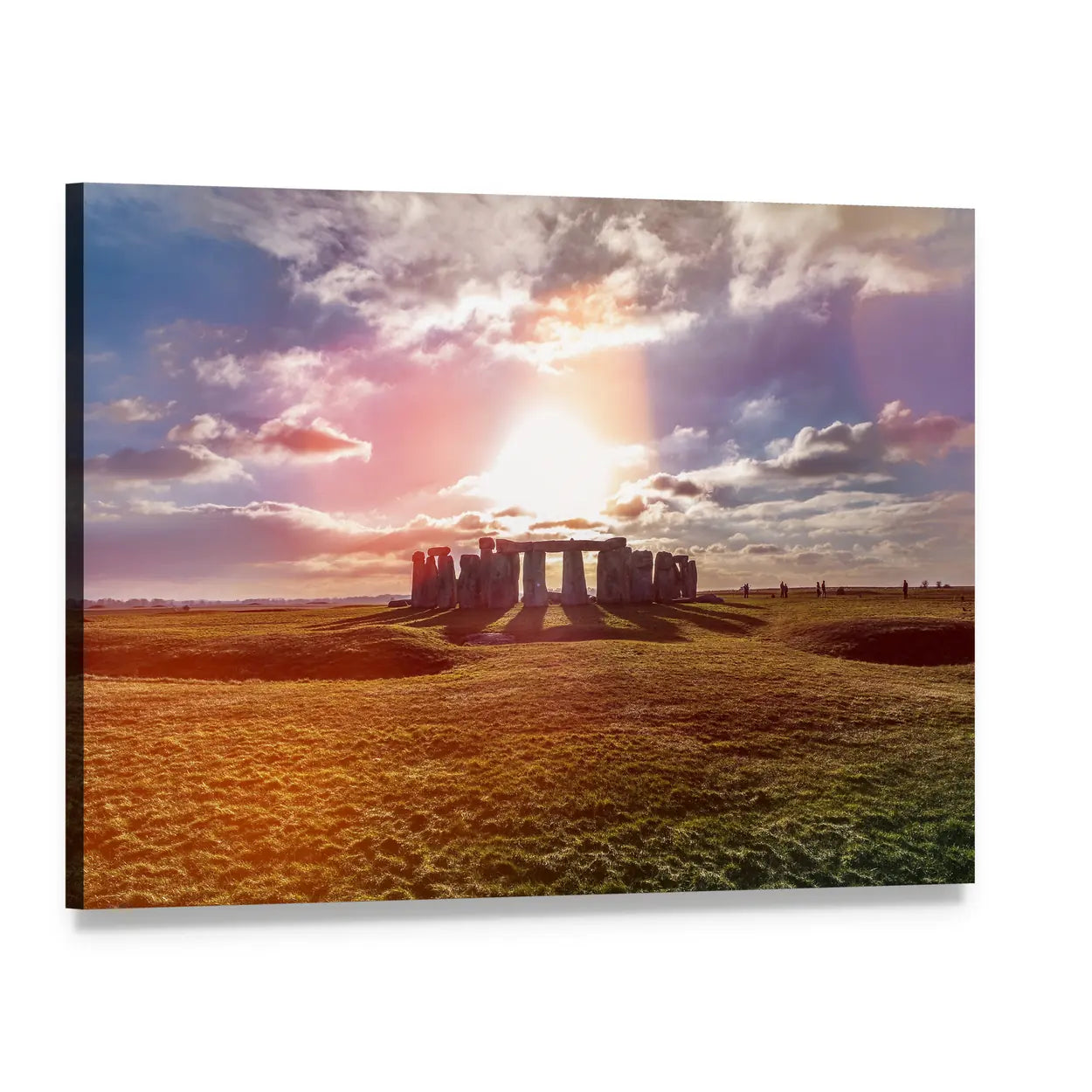 Stonehenge Silhouette at Sunset Canvas Wall Art, single panel gallery wrapped canvas, angled product view