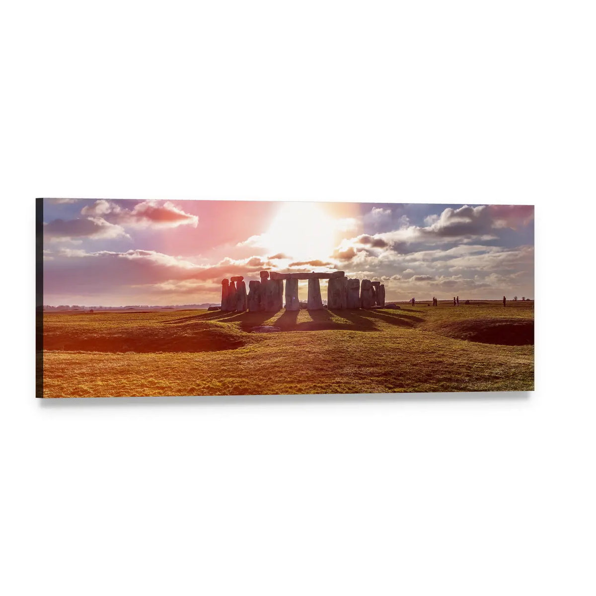 Stonehenge at Sunset England Panoramic Canvas Wall Art, single panel gallery wrapped canvas, angled product view