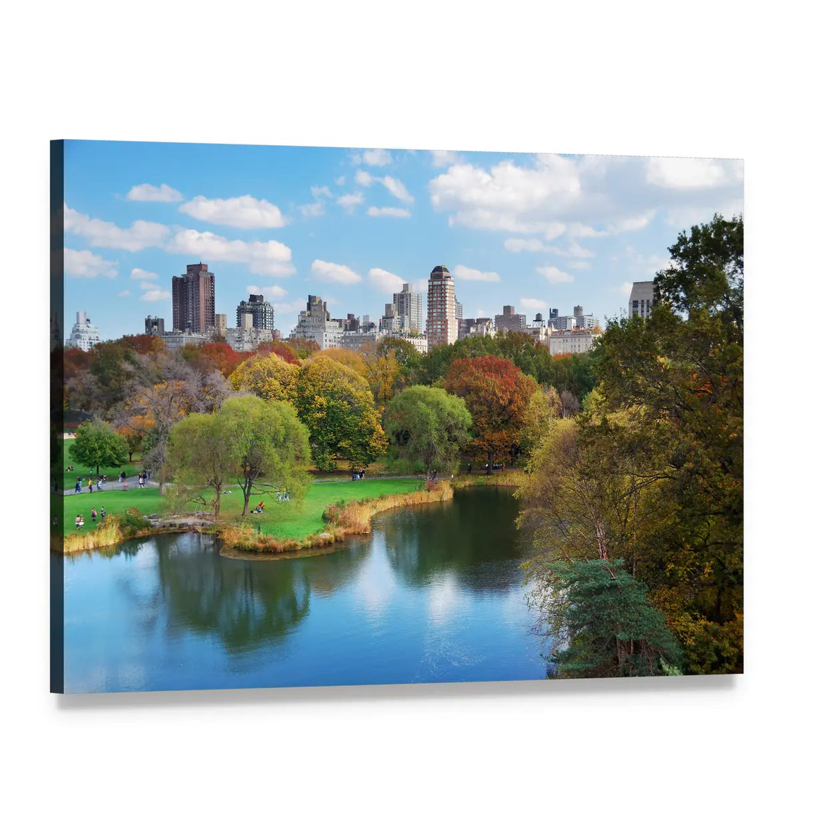 Central Park in Autumn Canvas Wall Art, single panel gallery wrapped canvas, angled product view