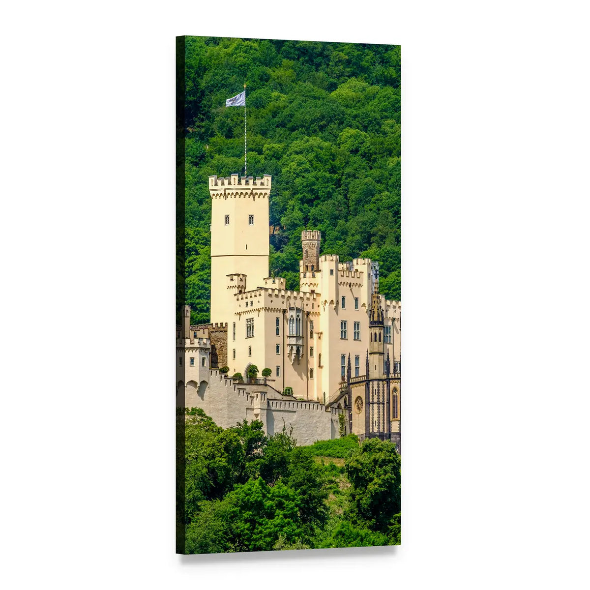 Stolzenfels Castle at Rhine Valley Vertical Canvas Wall Art, 1 panel 1 Vertical layout gallery wrapped canvas set, angled product view