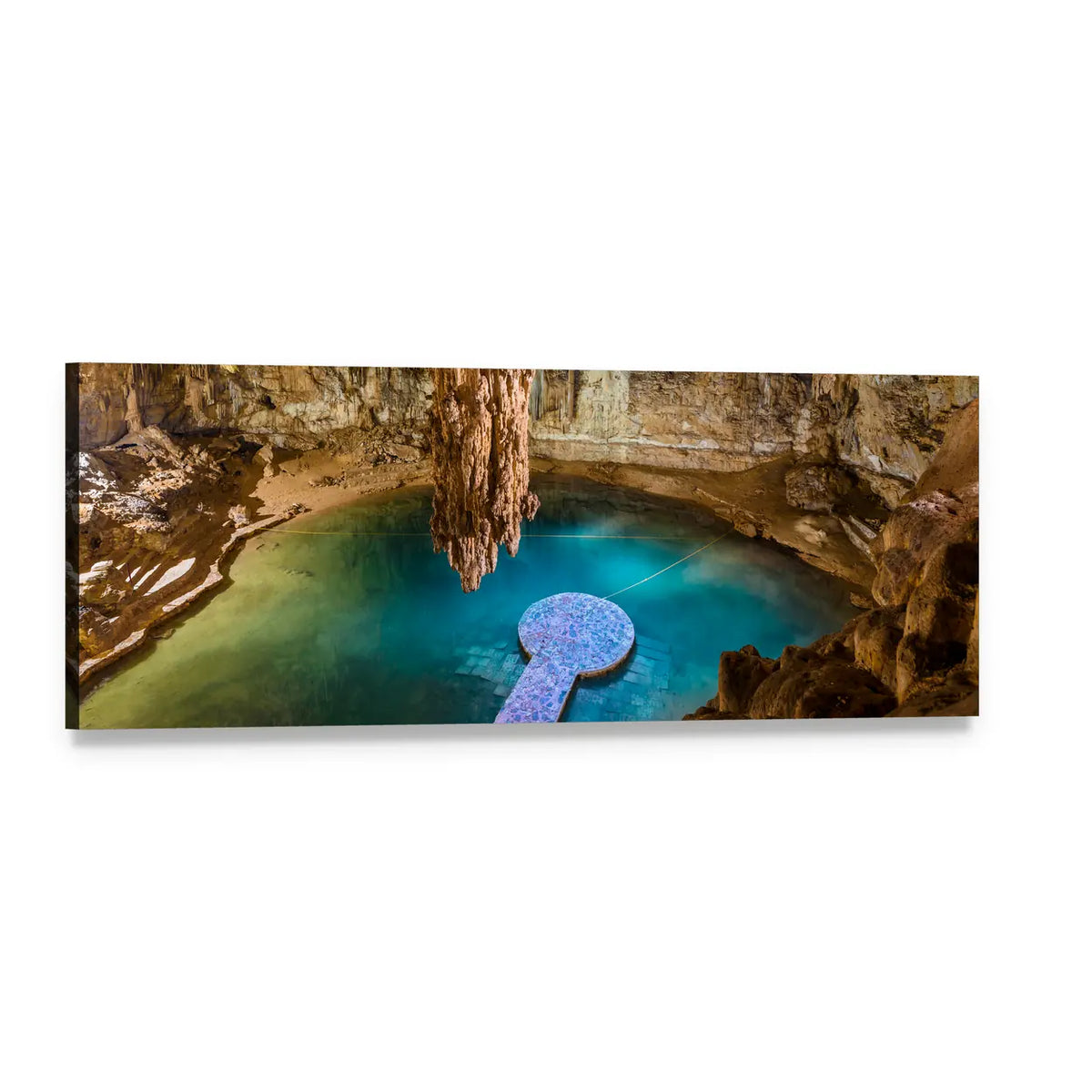 Suytun Cenote, Mexico Panoramic Canvas Wall Art, single panel gallery wrapped canvas, angled product view