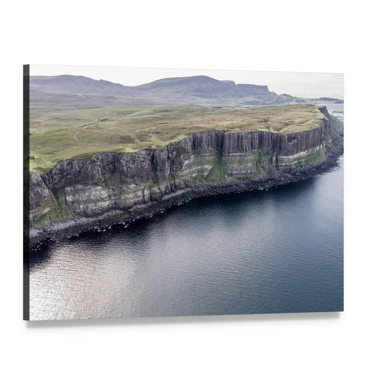 Kilt Rock Cliffs Canvas Wall Art, single panel gallery wrapped canvas, angled product view