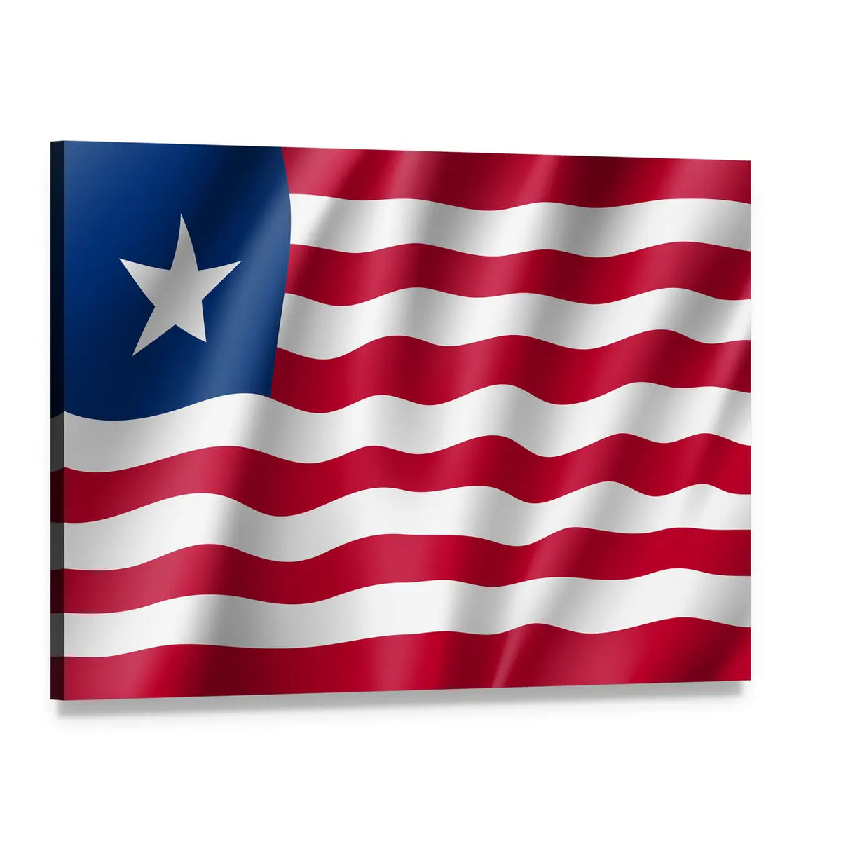 Liberia Flag Close-up Canvas Wall Art, single panel gallery wrapped canvas, angled product view