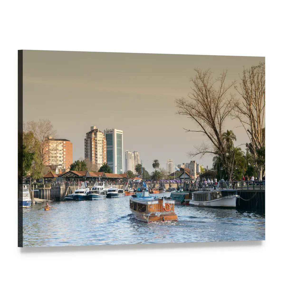 Tigre River, Argentina Canvas Wall Art, single panel gallery wrapped canvas, angled product view