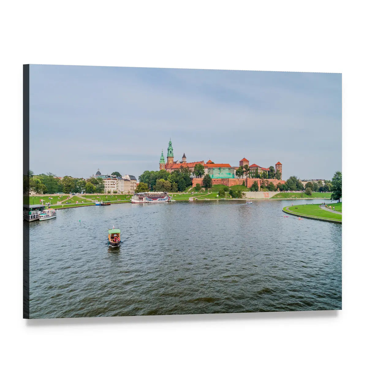 Vistula River by Wawel Castle Canvas Wall Art, single panel gallery wrapped canvas, angled product view