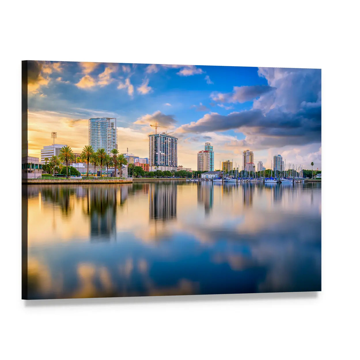 St. Petersburg Downtown Skyline Canvas Wall Art, single panel gallery wrapped canvas, angled product view