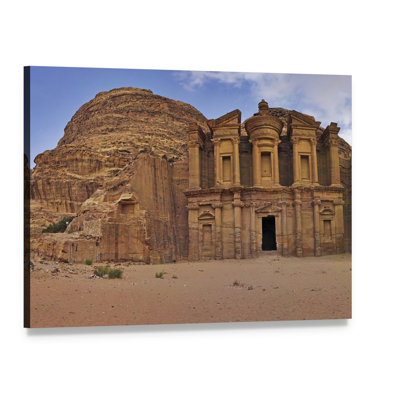 Ad-deir, Petra Jordan Canvas Wall Art, single panel gallery wrapped canvas, angled product view
