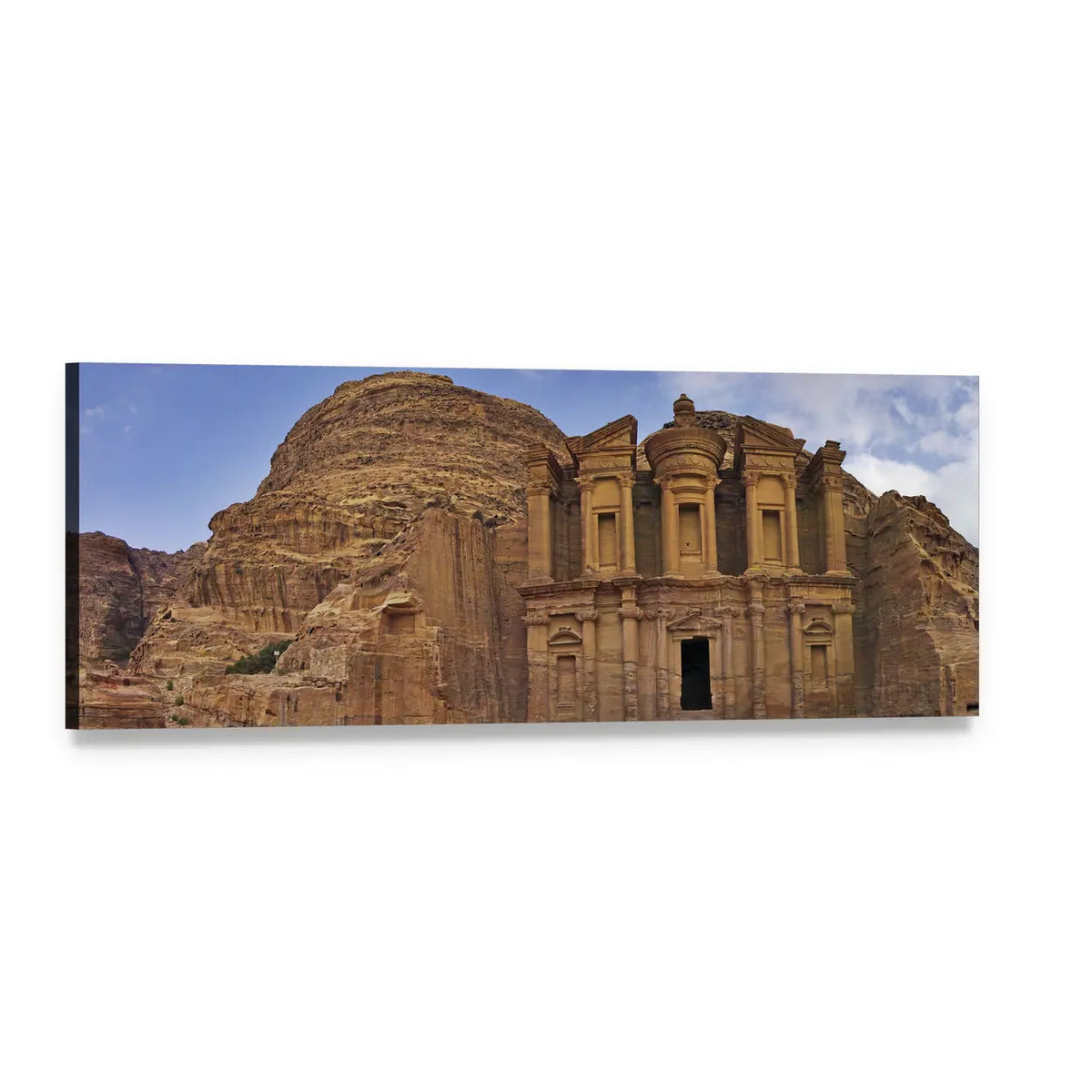 Ad Deir Monastery, Petra Jordan Panoramic Canvas Wall Art, single panel gallery wrapped canvas, angled product view