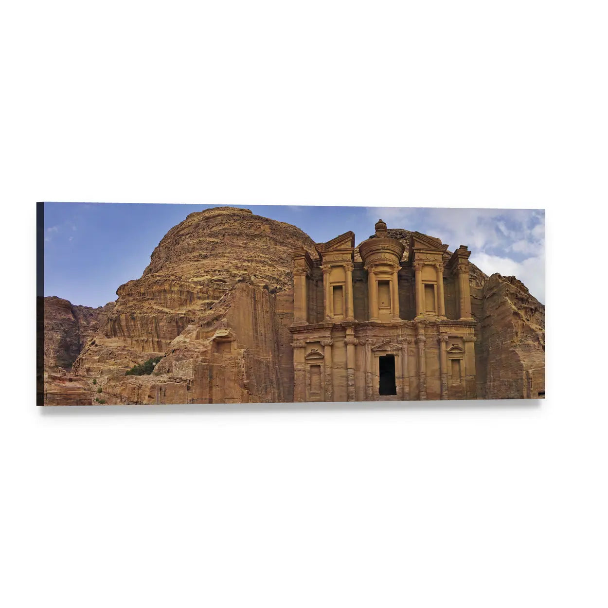 Ad Deir Monastery, Petra Jordan Panoramic Canvas Wall Art, single panel gallery wrapped canvas, angled product view