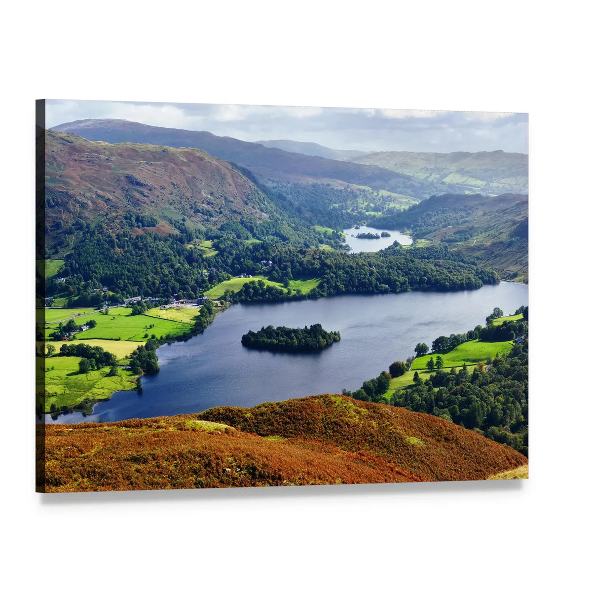 View of Grasmere from Silver Howe Canvas Wall Art, single panel gallery wrapped canvas, angled product view