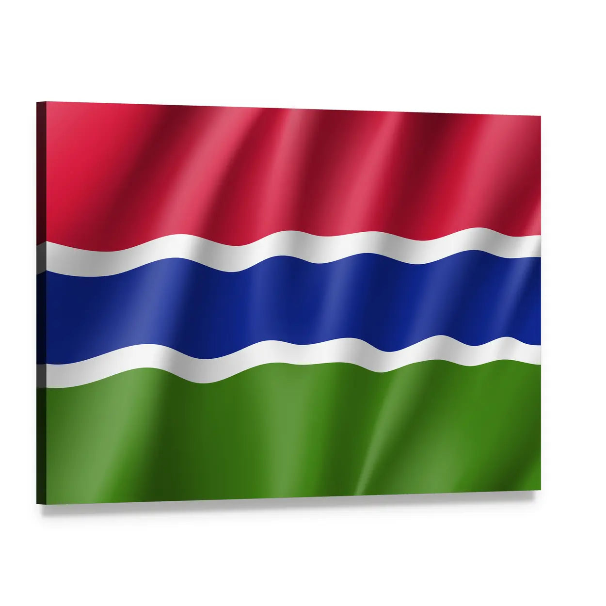 Flag of the Gambia Canvas Wall Art, single panel gallery wrapped canvas, angled product view