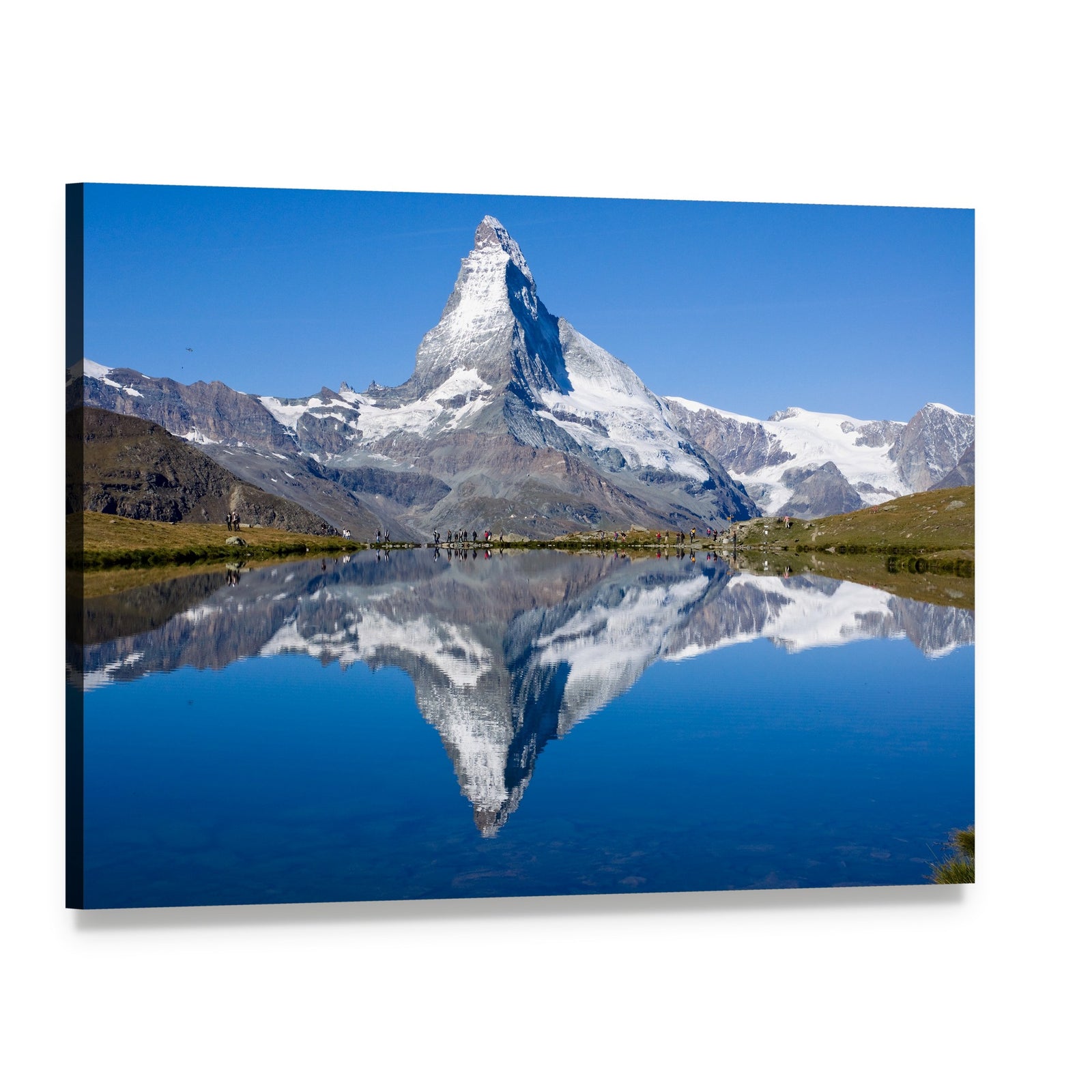 Matterhorn Mountain Reflection Canvas Wall Art, single panel gallery wrapped canvas, angled product view