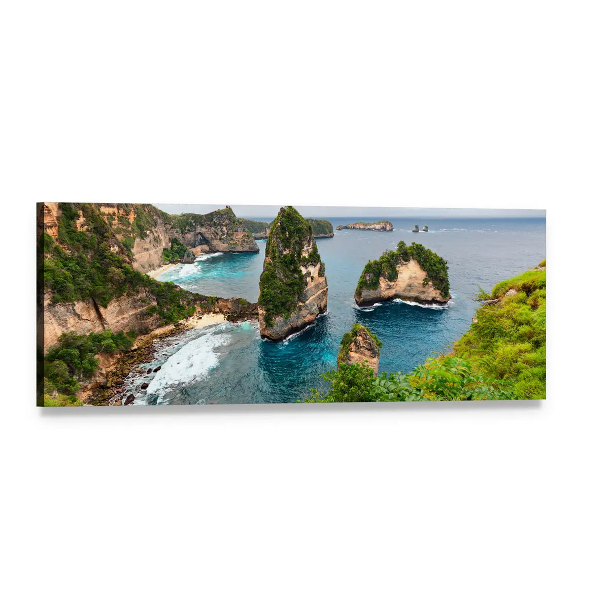 Atun Beach, Indonesia Panoramic Canvas Wall Art, single panel gallery wrapped canvas, angled product view