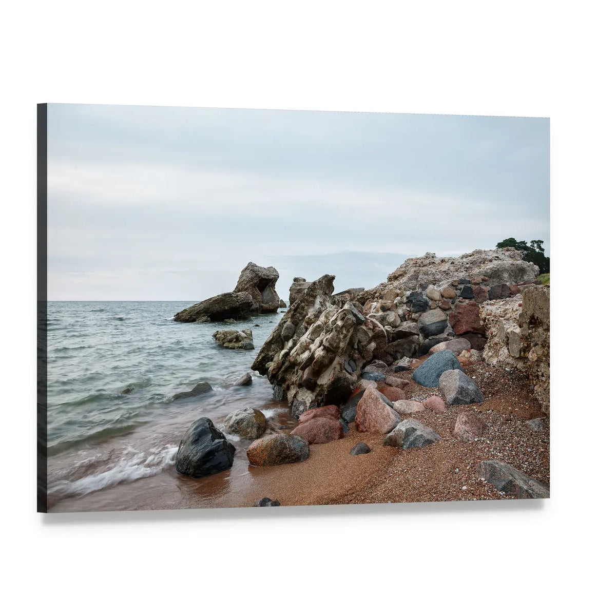 Sunset Over Old Demolished Military Forts Canvas Wall Art, single panel gallery wrapped canvas, angled product view