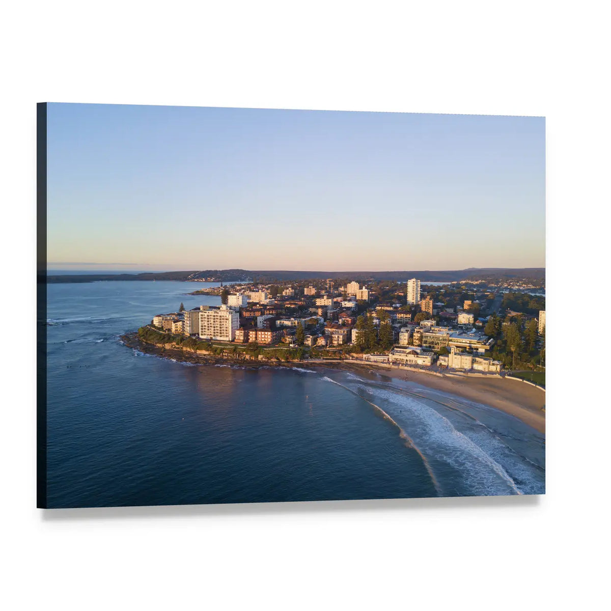 Cronulla Beach Aerial View at Golden Hour Canvas Wall Art, single panel gallery wrapped canvas, angled product view