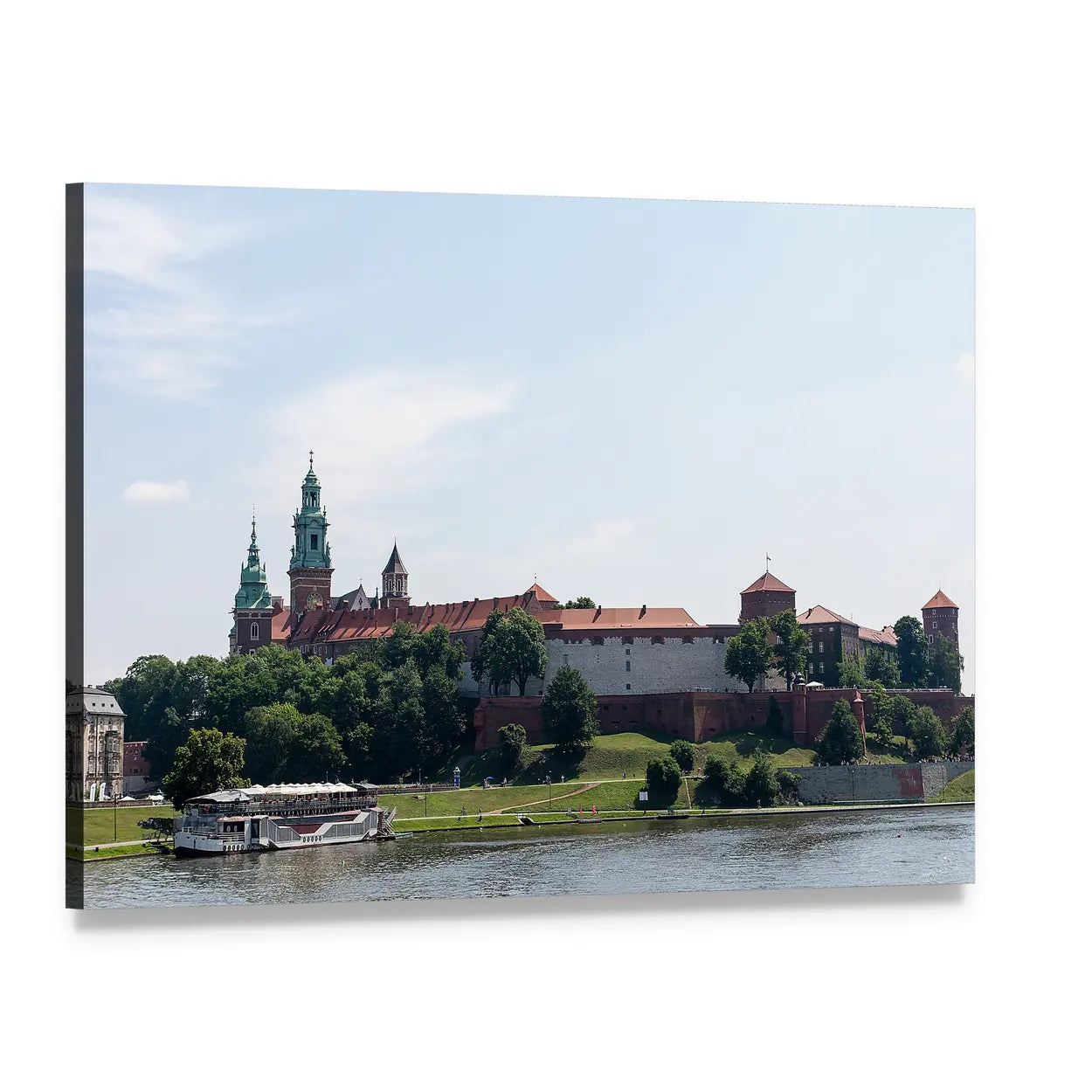 Wawel Castle on the Vistula River Canvas Wall Art, single panel gallery wrapped canvas, angled product view