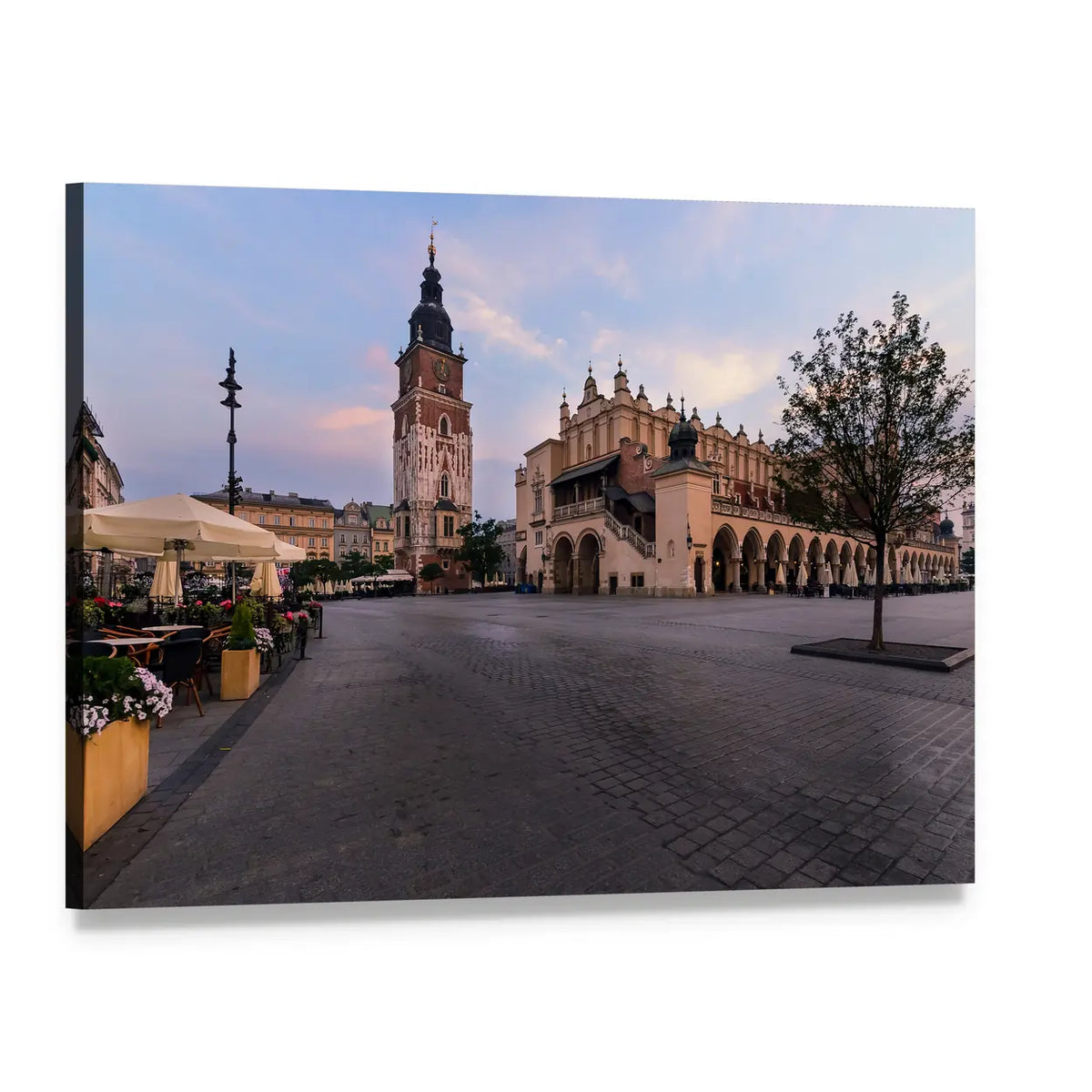 Krakow Main Square Canvas Wall Art, single panel gallery wrapped canvas, angled product view