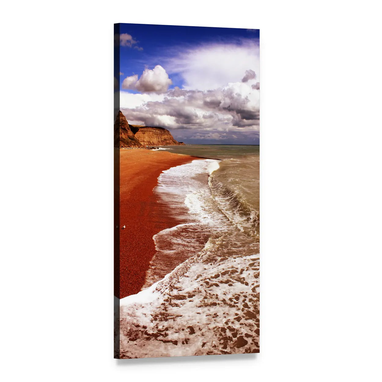 Seaside Coast in England Vertical Canvas Wall Art, 1 panel 1 Vertical layout gallery wrapped canvas set, angled product view