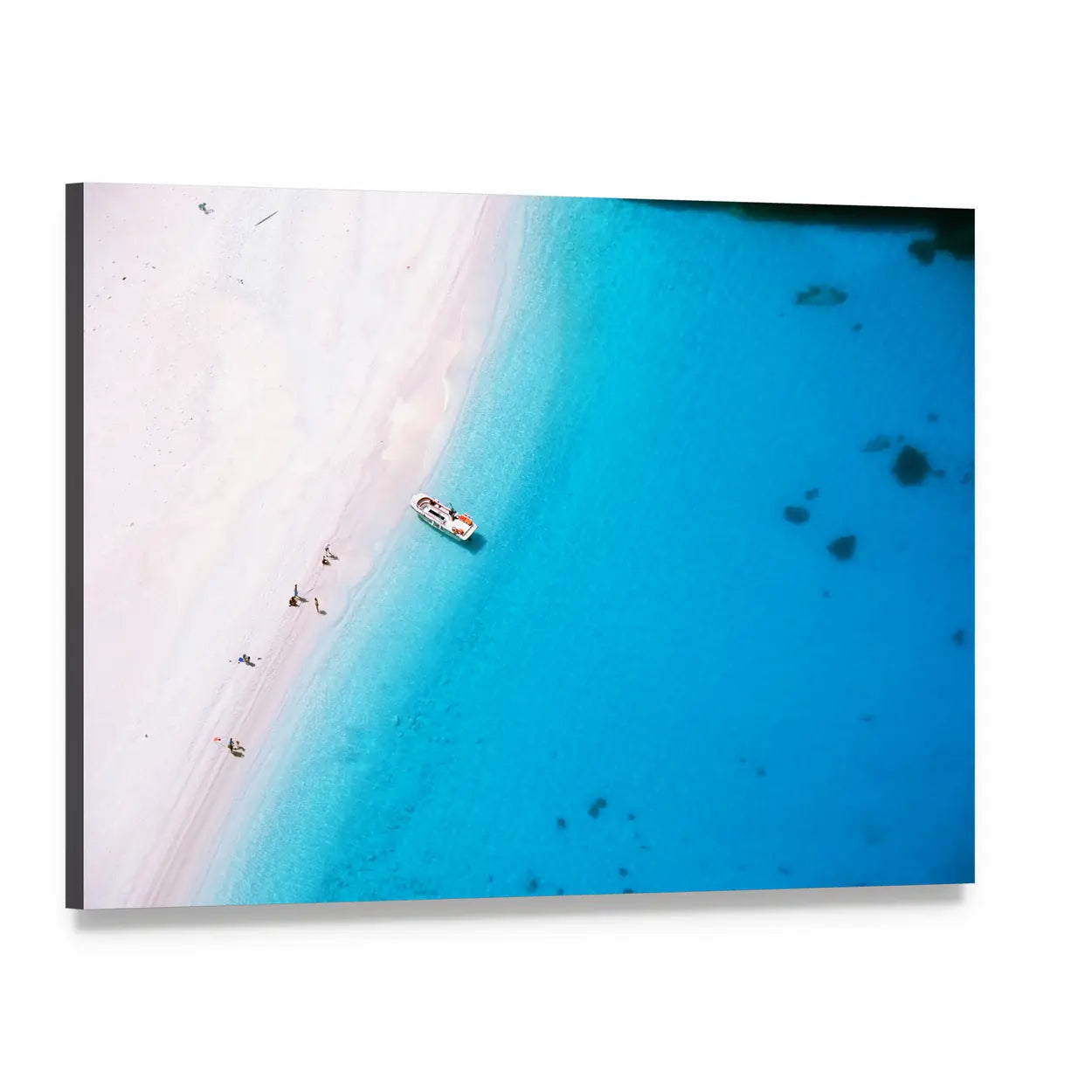 Aerial Beach on Zakynthos Island Canvas Wall Art, single panel gallery wrapped canvas, angled product view
