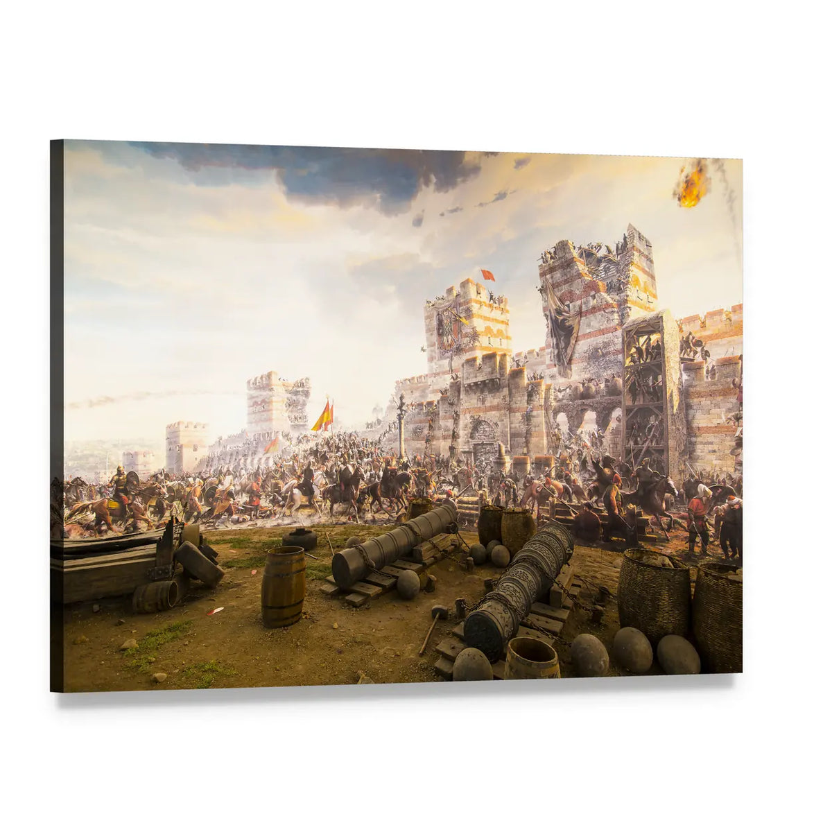 Fall of Constantinople, 1453 Canvas Wall Art, single panel gallery wrapped canvas, angled product view