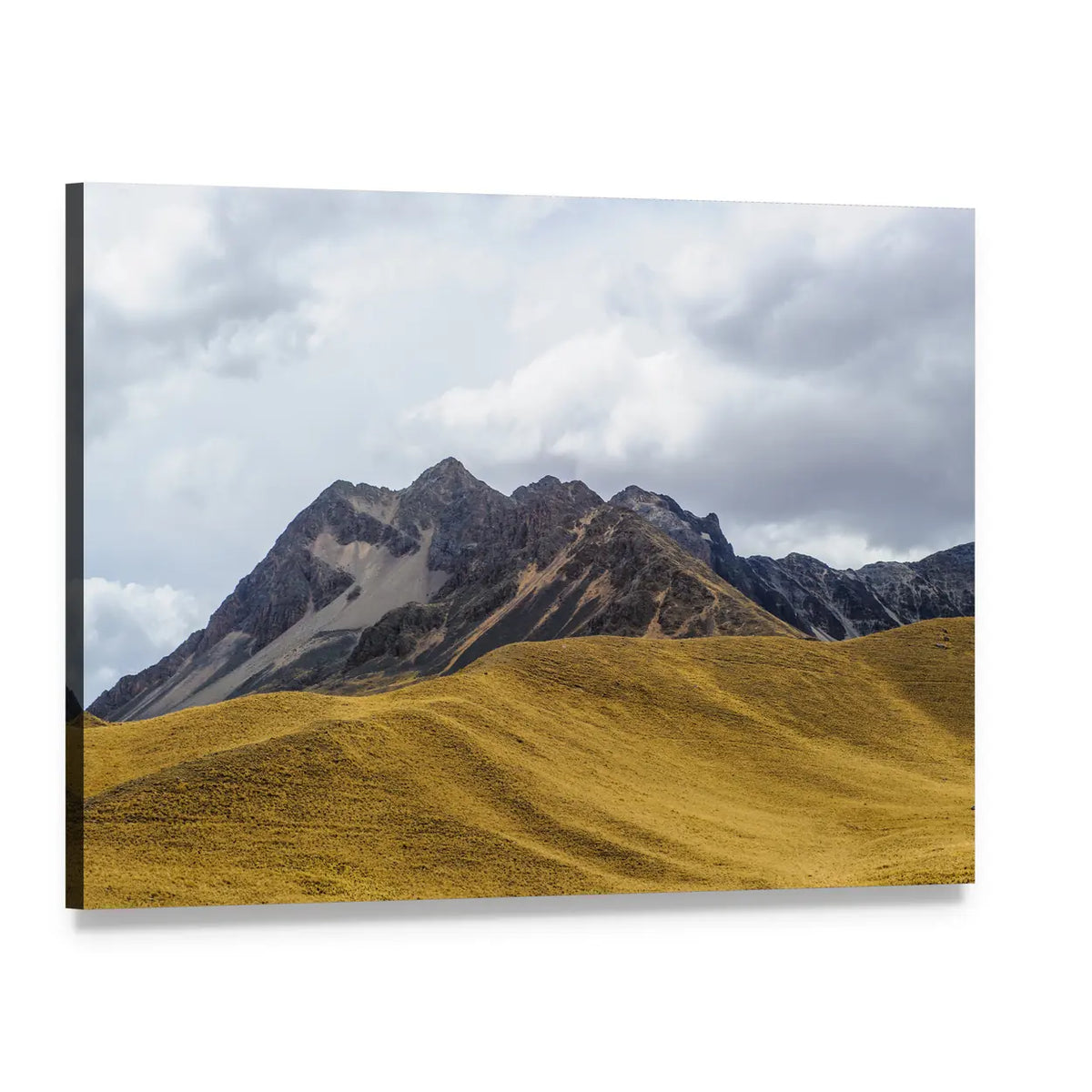 Rocky Peaks and Grassy Hills Canvas Wall Art, single panel gallery wrapped canvas, angled product view