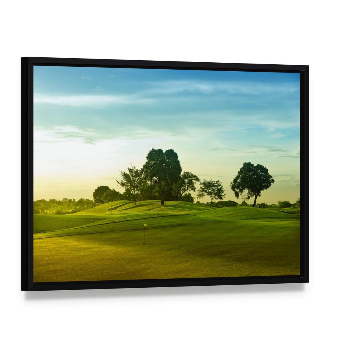 Golf Course Philippines Canvas Wall Art, framed canvas in a black floater frame, angled product view