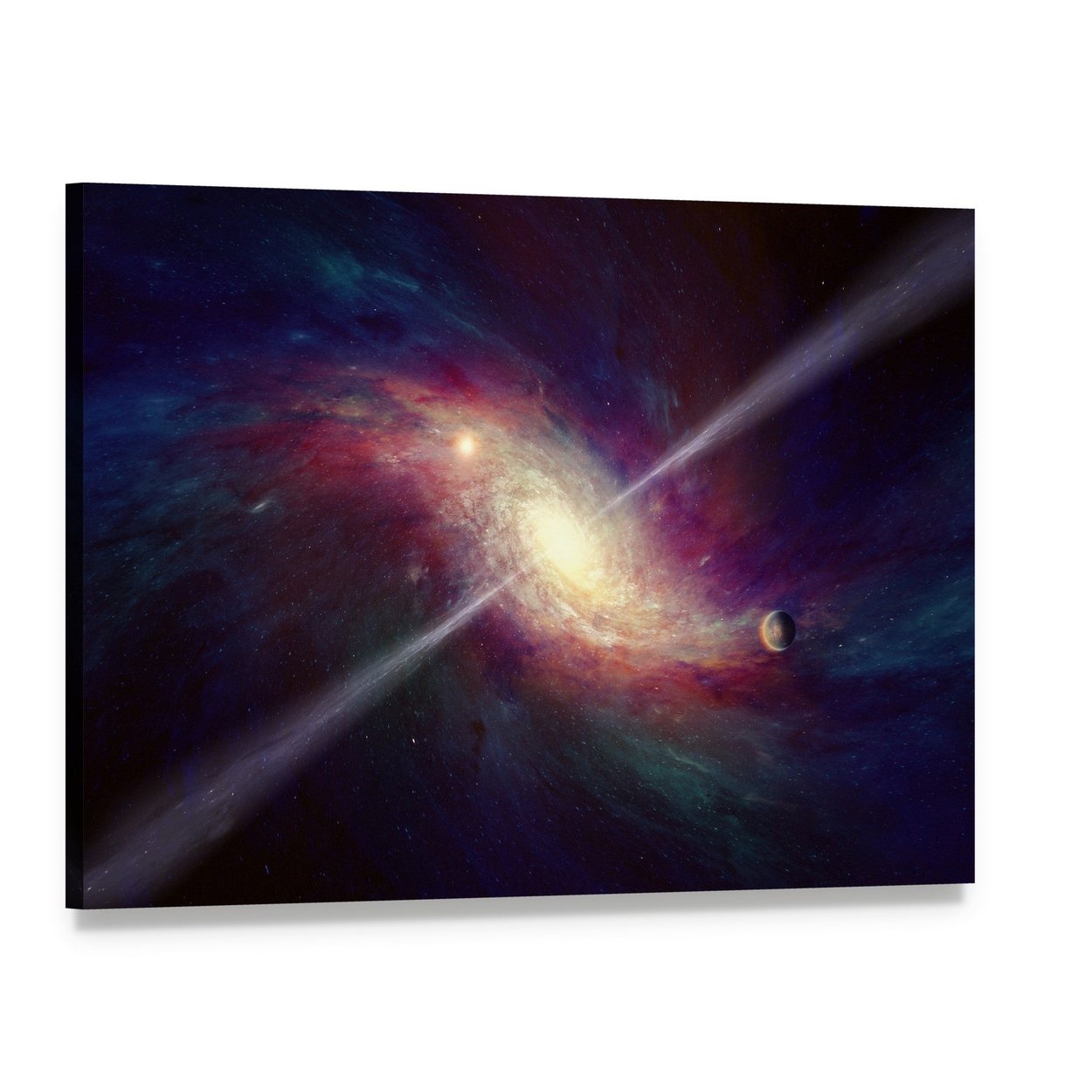 Bright Quasar in Twisted Galaxy Canvas Wall Art, single panel gallery wrapped canvas, angled product view
